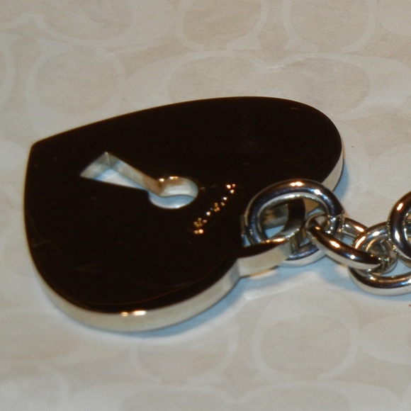 NWOT Coach Miranda Signature Heart & Key Silver Chrome Keychain Key Ring-no bag - Picture 5 of 8